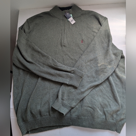 Polo Ralph Lauren Men's Size 4XLT Green Mock Neck 1/4 Zip Pullover Preowned